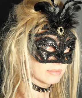 Beautiful mature blonde in a masquerade mask